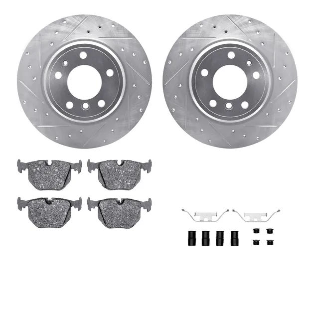 R1 Concepts WGSH1-31048 eLINE Rotor - Drilled & Slotted - Silver W/ Performance Pads